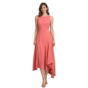 NWT Ann Taylor Coral Asymmetrical Flowy Flare Dress